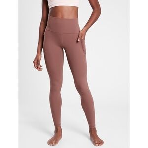Athleta Salutation Stash Pocket II High Waisted Leggings in Mineral Brown Sz M